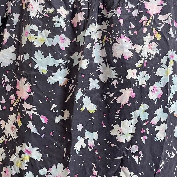 Rebecca Taylor Gray Pastel Floral Silk Blouse 1/2 Snap Popover Size 6 - Picture 4 of 5